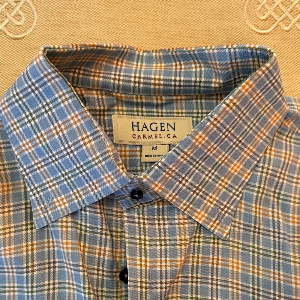 Walter Hagen Blue and Orange Checkered Shirt